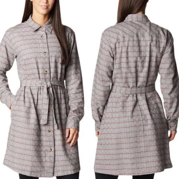 Columbia Holly Hideway Flannel Dress Chalk Simple Tartan 1X NWT - Picture 1 of 7